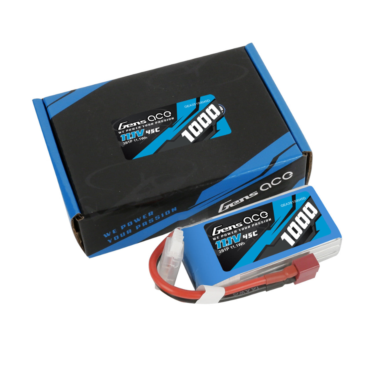 Bateria Lipo Gens Ace 1000mAh 3S 45C 11.1V Conector Deans