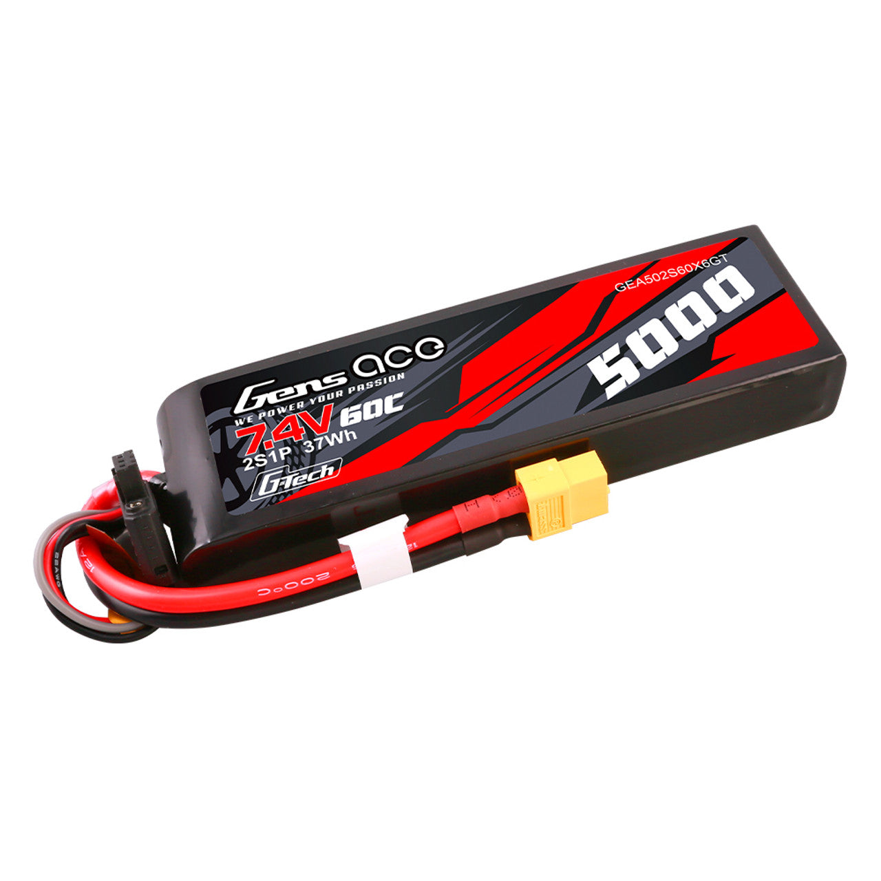 Gens Ace 5000mAh 2S 7.4V 60C Short-Size G-Tech con conector XT60