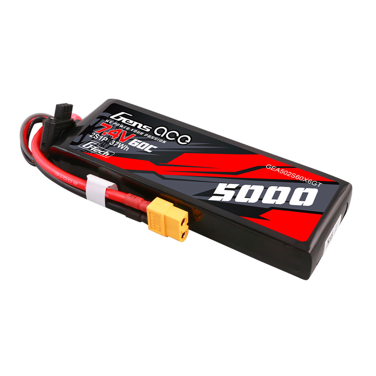 Gens Ace 5000mAh 2S 7.4V 60C Short-Size G-Tech con conector XT60