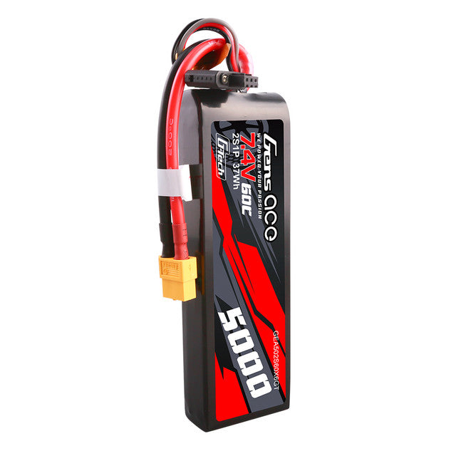 Gens Ace 5000mAh 2S 7.4V 60C Short-Size G-Tech con conector XT60