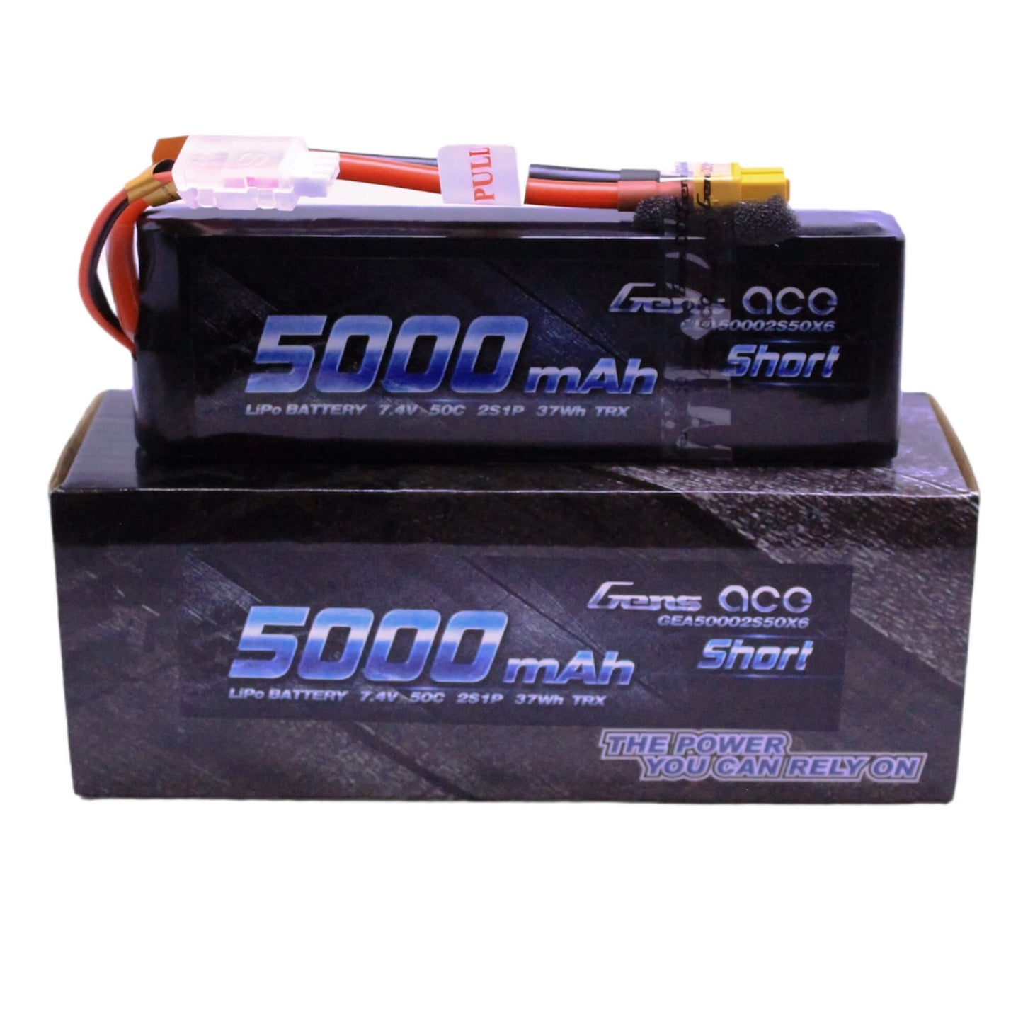 Bateria Lipo GENS ACE Short Size 5000 mah 2s 7.4V 50C con conector XT60