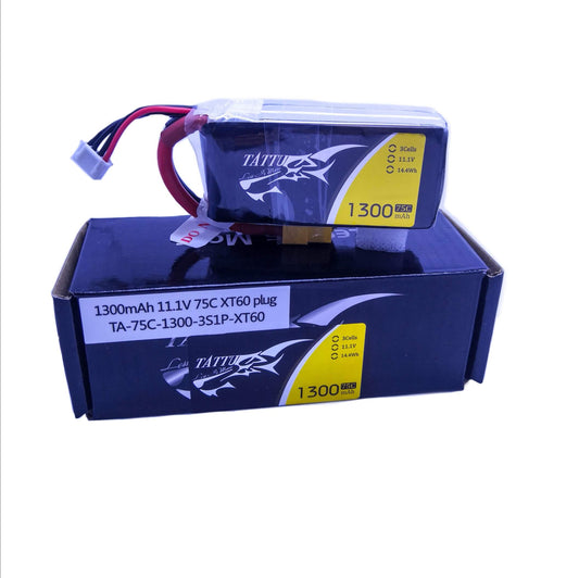 3 PACK Batería Lipo TATTU 1300 mah 3S 75C conector XT60